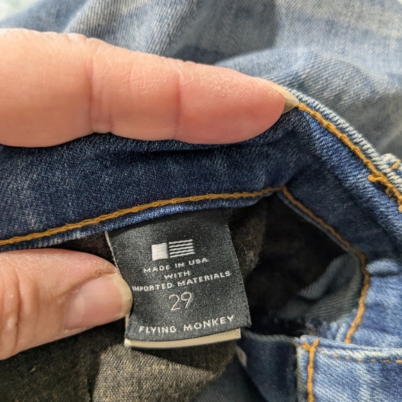 Flying Monkey Premium Denim Flare Bell Bottom Raw Hem Blue Jeans Hippie 29 - Picture 14 of 15